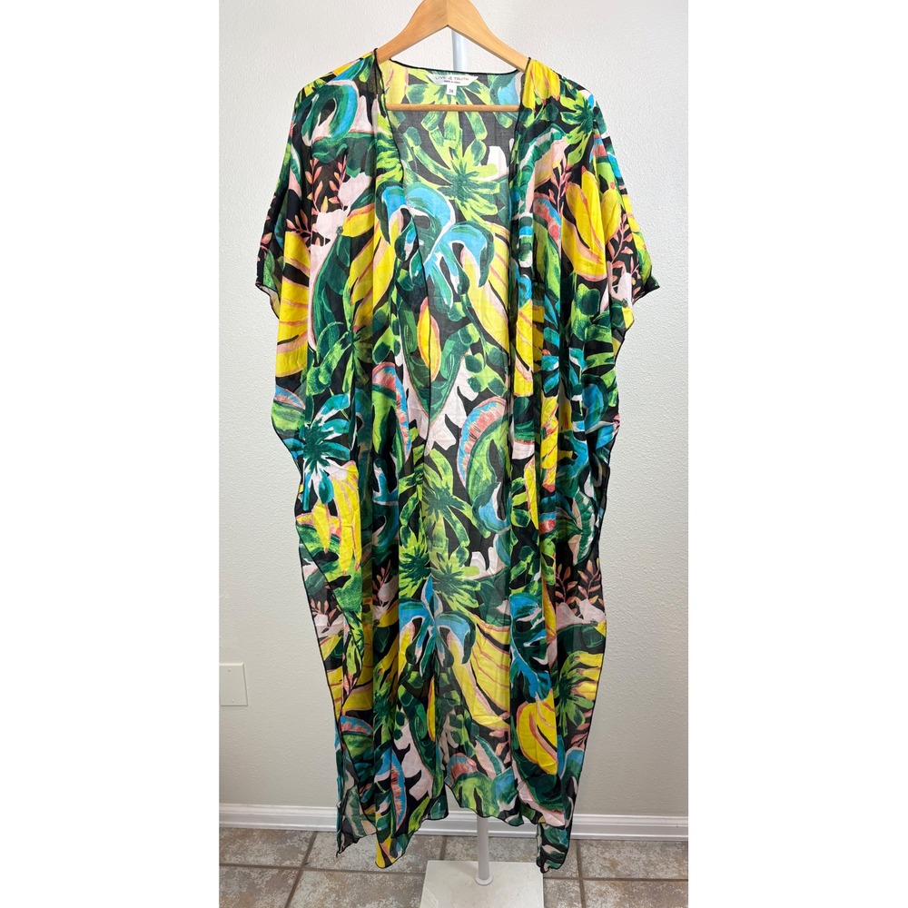 Live 4 Truth Tropical Kimono Duster Cardigan Cover Up Boho Plus 3X Women's